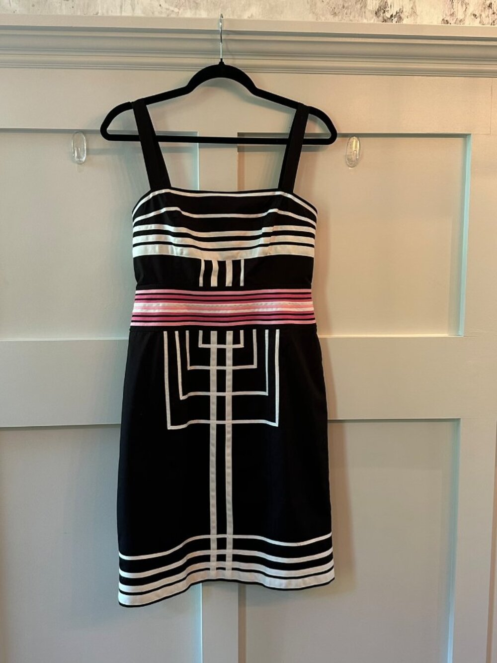🖤 Karen Millen England Dress – Black w/ Graphic Stripe Detail – US 8 🖤